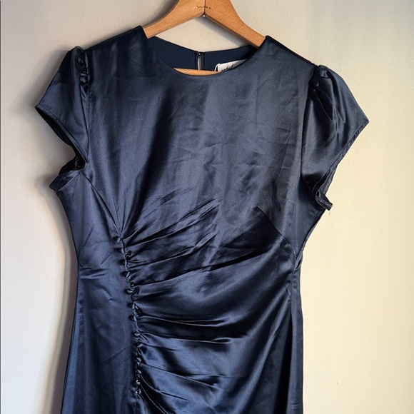 NEW Petal & Pup Lisbeth midi dress in navy satin Medium - Picture 6 of 13